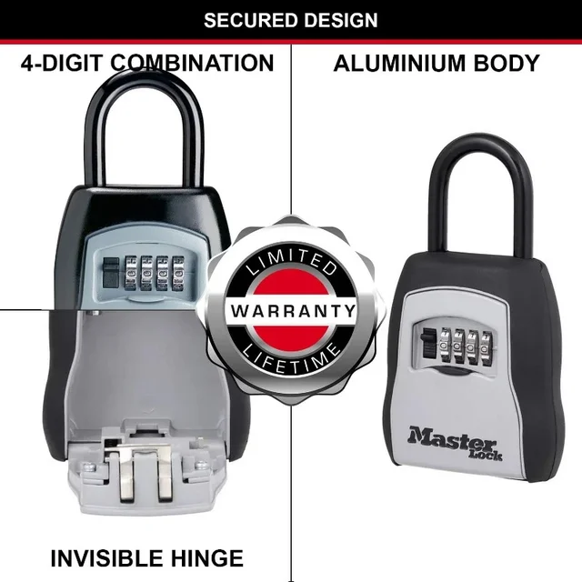 Master Lock Key Lock Box 5400D Outdoor Lock Box for House Keys Organizer Boxes Safe with Combination Lock 5-8 Keys Capacity 2