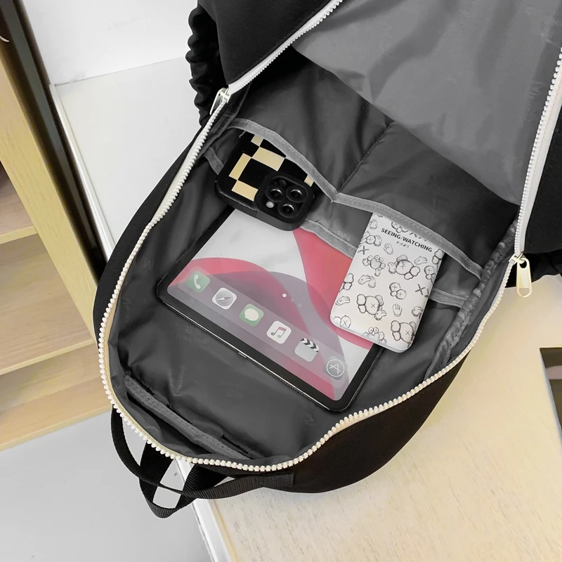 New Women Nylon Backpack Student Trendy Lady Leisure Solid Color Book Bag Female Laptop College Backpack Fashion Girl School Bag 5