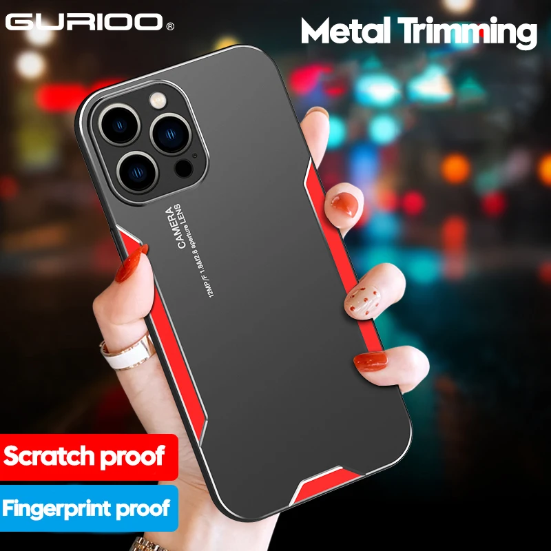 Schlanke harte Handyhülle mit mattem Metallrücken für iPhone 14 Plus 13 12 Mini 11 Pro XS Max XR X 7 8 SE 3 6S Ultradünne stoßfeste Abdeckung_voghion.com