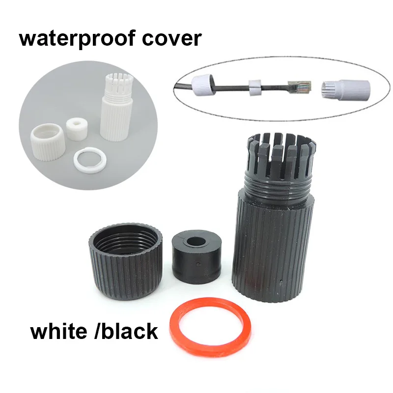 

white black RJ45 Waterproof Connector Cap protector Cover For Outdoor Network for poe IP Camera Pigtail Cable IP camera