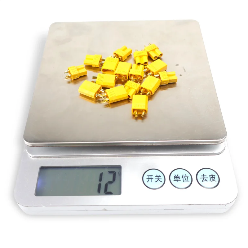 60개 XT30 남성/여성 연결 플러그 쌍 RC 리포 배터리 모터용 15A/30A 18AWG 노란색 플러그 쿼드콥터 FPV 드론용