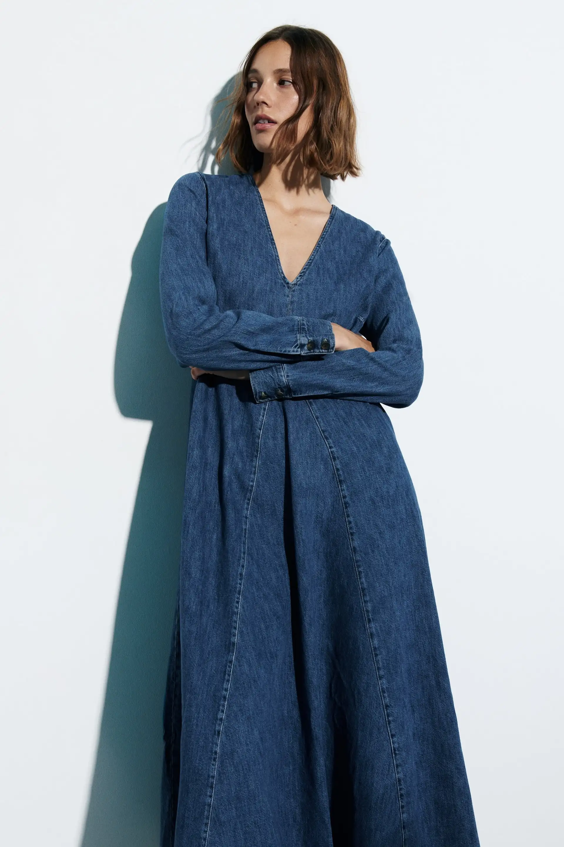 Long Sleeve Denim Zara Jeans Dress Zara Denim Mini Dress Womens