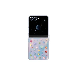 Vibrant Graffiti Star and Strawberry Foldable Phone Case with Rope Strap and Laser Paper Cover - Galaxy Z Flip 7 FE (Only case - Hua Duo)