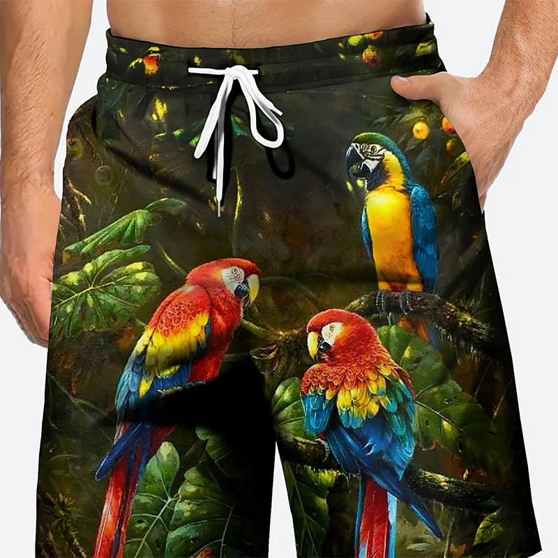 Summer Hawaiian Beach Parrots Graphic 3D Print Men Women Holiday Trunks Casual Surfing Board Shorts Swimwear Kid Men's Clothing 2