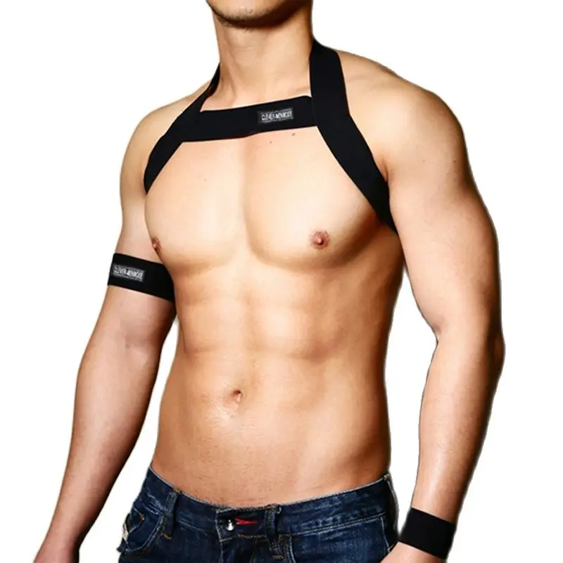 CLEVER-MENMODE Men Harness Body Chest Belt Lingerie Mens Sexy Elastic Shoulder Chest Strap Bondage Costume With Arm Band mens bondage lingerie