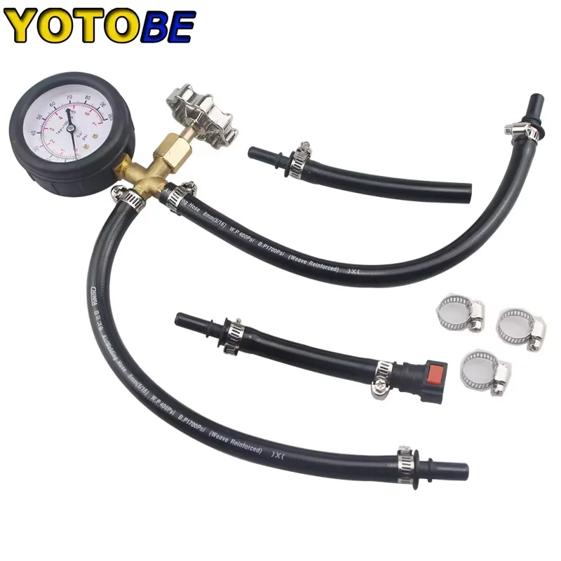 Quick Connected Fuel Injection Pump Pressure Gauge Tester with Valve 0-100PSI fuel injection pressure tester