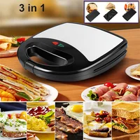 3in1 Interchangeable Baking Tray Electric Sandwich Maker Household  Multifunction Nonstick Waffle Bacon Steak Breakfast Machine 1