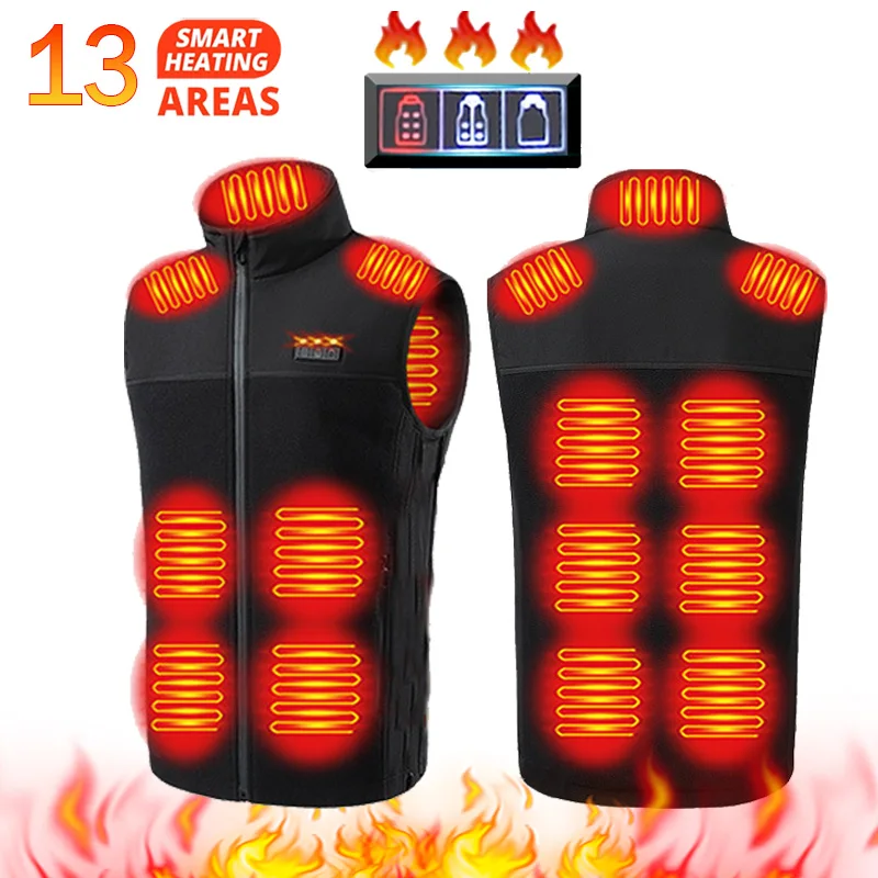 thumbnail image 1 of Chaleco calefactable de 13 áreas para hombre, chaqueta calefactable de invierno para mujer, calentador eléctrico Usb, chaqueta táctica, chaleco térmico para hombre, abrigo calentador corporal S-9XL, 1 of 5