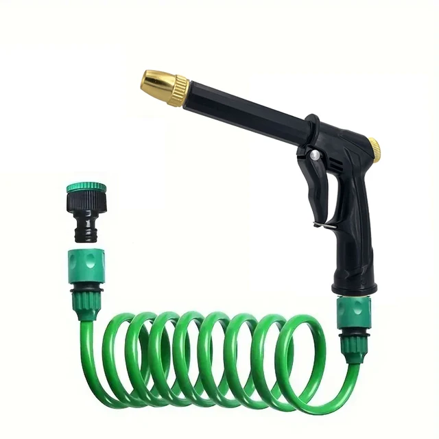 หัวฉีดน้ำรดน้ำต้นไม้ในสวนพร้อมสายยางปรับระดับได้, สายยางสปริงสำหรับล้างรถ, อุปกรณ์ทำความสะอาดสายยางพลาสติก 1