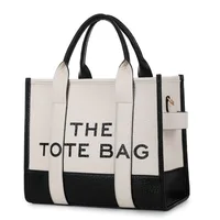 Stylish Two-Tone PU Tote Bag w/ Letters - Women's Shoulder, Crossbody & Hand Carry Bag