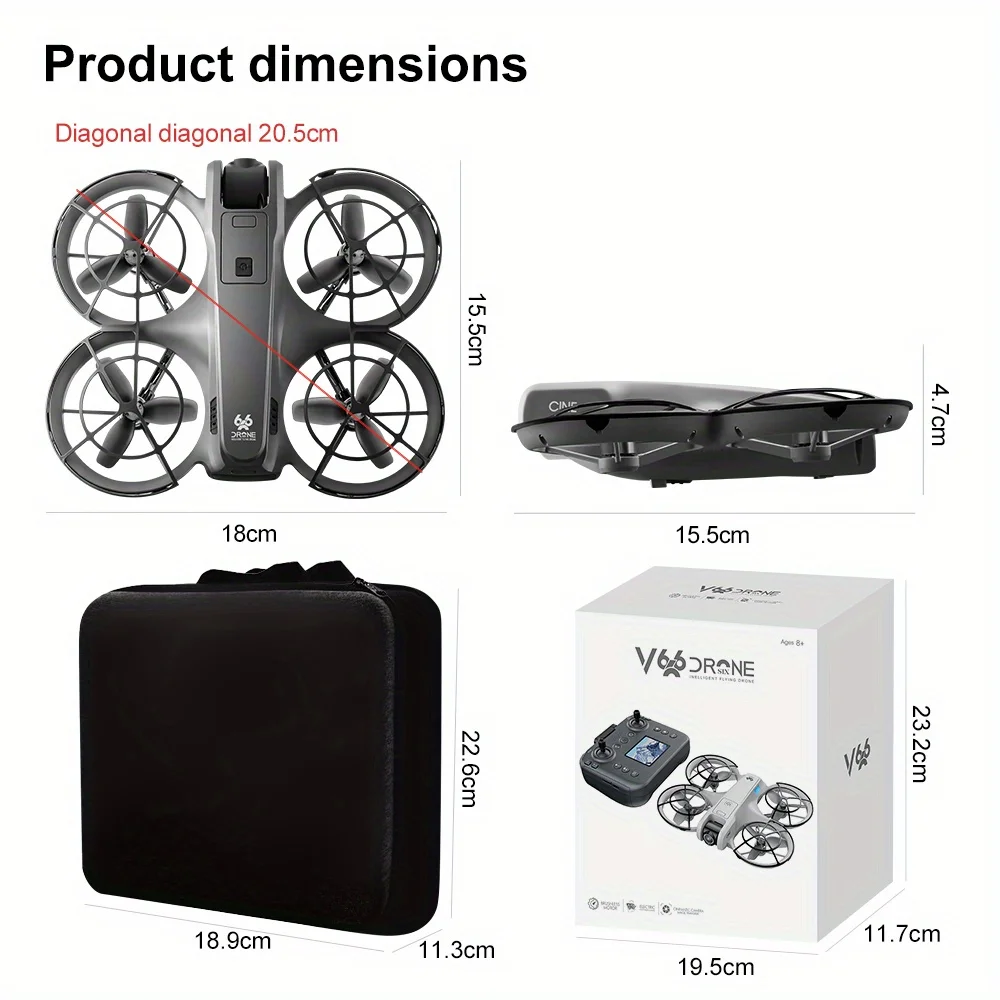V666 Screen Drone with Dual Cameras &Brushless Motor, Optical Flow Hover, One-Key Takeoff, Gesture Control,Gift Box for Holidays - 2