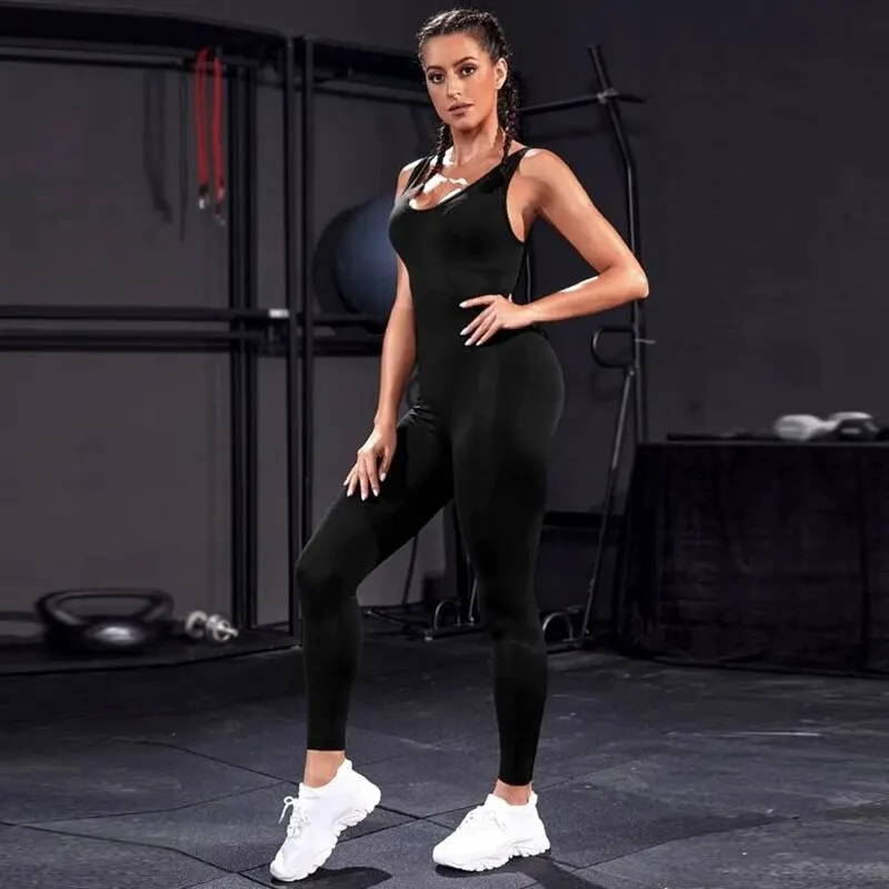 Solid Sleeveless Backless High Waist Bodycon Jumpsuit