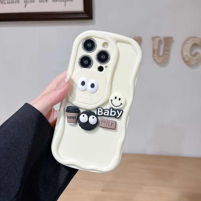 3d Coffee Pattern Protective Phone Case With Hand Strap For Iphone_voghion.com