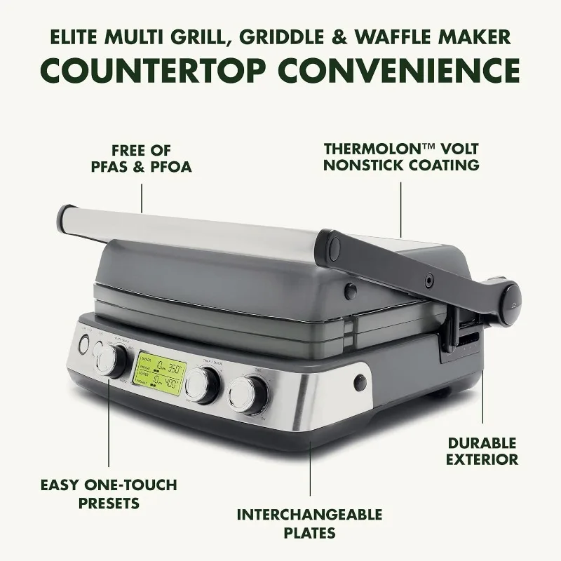 7-in-1 Multi-Function Contact Grill & Griddle, Healthy Ceramic Nonstick Aluminum,Adjustable Shade & Shear 4