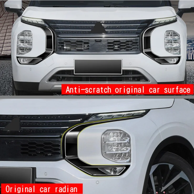 For Mitsubishi Outlander PHEV Accessories 24 ABS Front Bumper Side Strips Trim Decorate Beautify Grille Bright Stripe