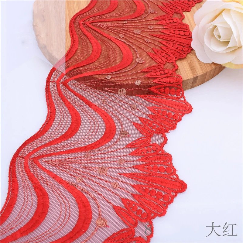 

40Yards Embroidery Tulle Lace Fabrics DIY Dress Sewing Crafts Red Lace Fabrics for Lingerie Needle Work