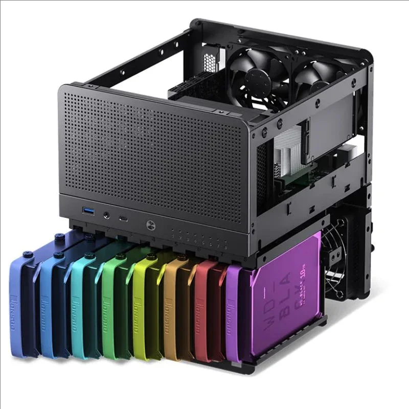 JONSBO N3 NAS 섀시 ITX 마더보드 알루미늄 케이스 SFX 전원 위치 상부 하부 분리 구조 8+1 하드 드라이브 위치