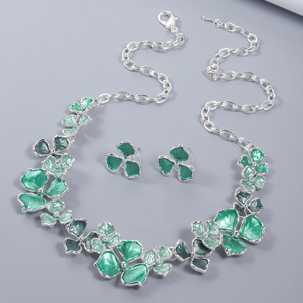 2024 Romantic Flowers Jewelry Sets Fashion Spring/Summer Earrings Necklace Set Mother's Day Gift Banquet Accessories for Women 6