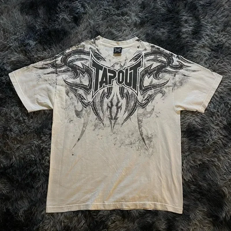 

New Tapout Tshirt Women Cotton Printed Short-sleeved Y2k Punk Round Neck Gothic Summer Retro Casual Niche T-shirt Women Clothing