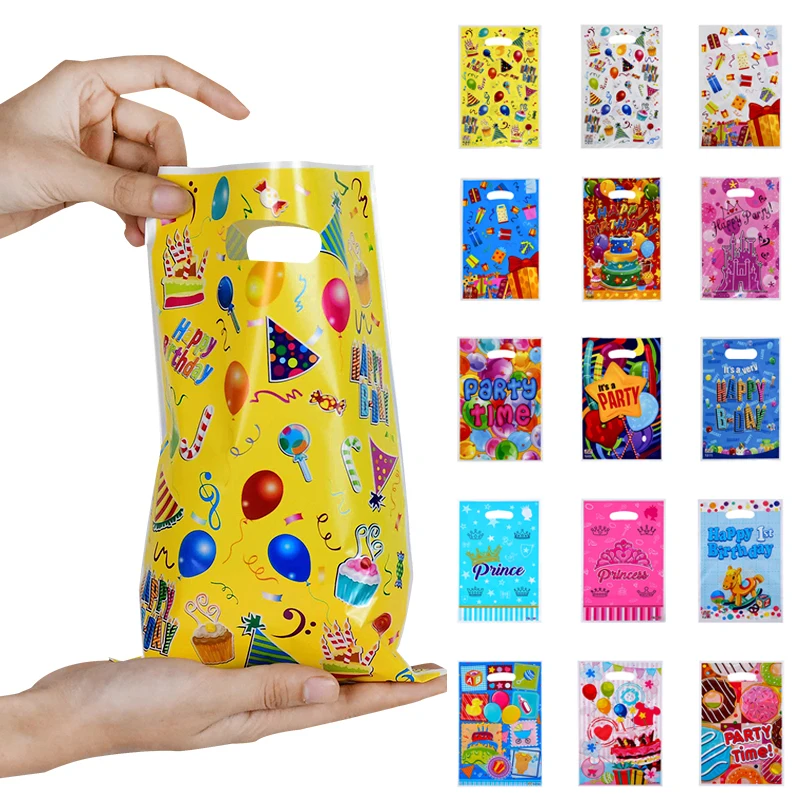 10pcsLotChildPlasticCandyBagPartyLootBagsPrintedGiftBags