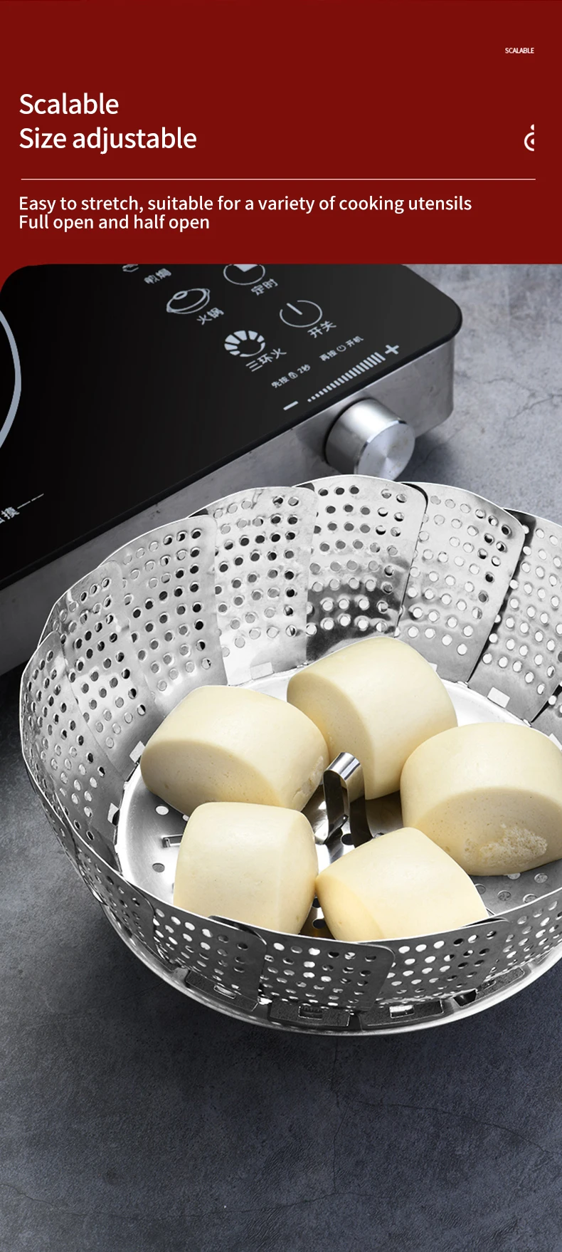 Cuiseur Vapeur,Panier De Cuisson à Vapeur En Silicone, Résistant à La