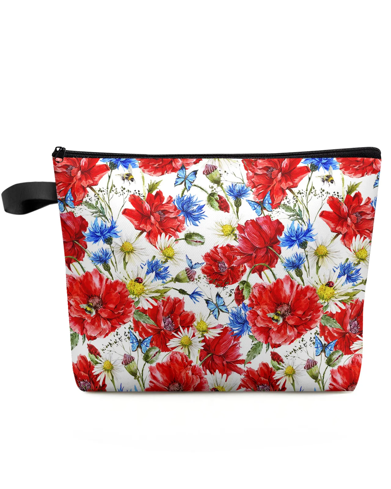 Poppy Cornflower Flower Big Printed Pouch Borse Per Cosmetici Borse Per Il Trucco Per Feste Da Sposa Custodie Da Viaggio Per Organizer Da Toilette