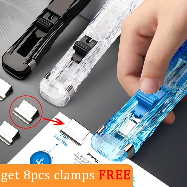 Transparent Stapler Data Collation Folder Push Folding Office Supplies Student Stationery Storage And Binding Paper Clip Tools