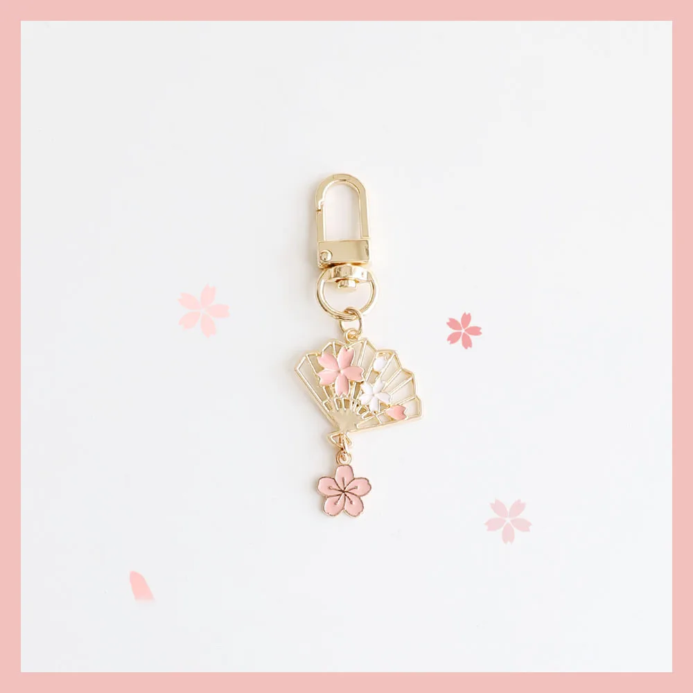 HandmadeDIYOilDrippingFanCherryBlossomKeychainSuperiorQuality