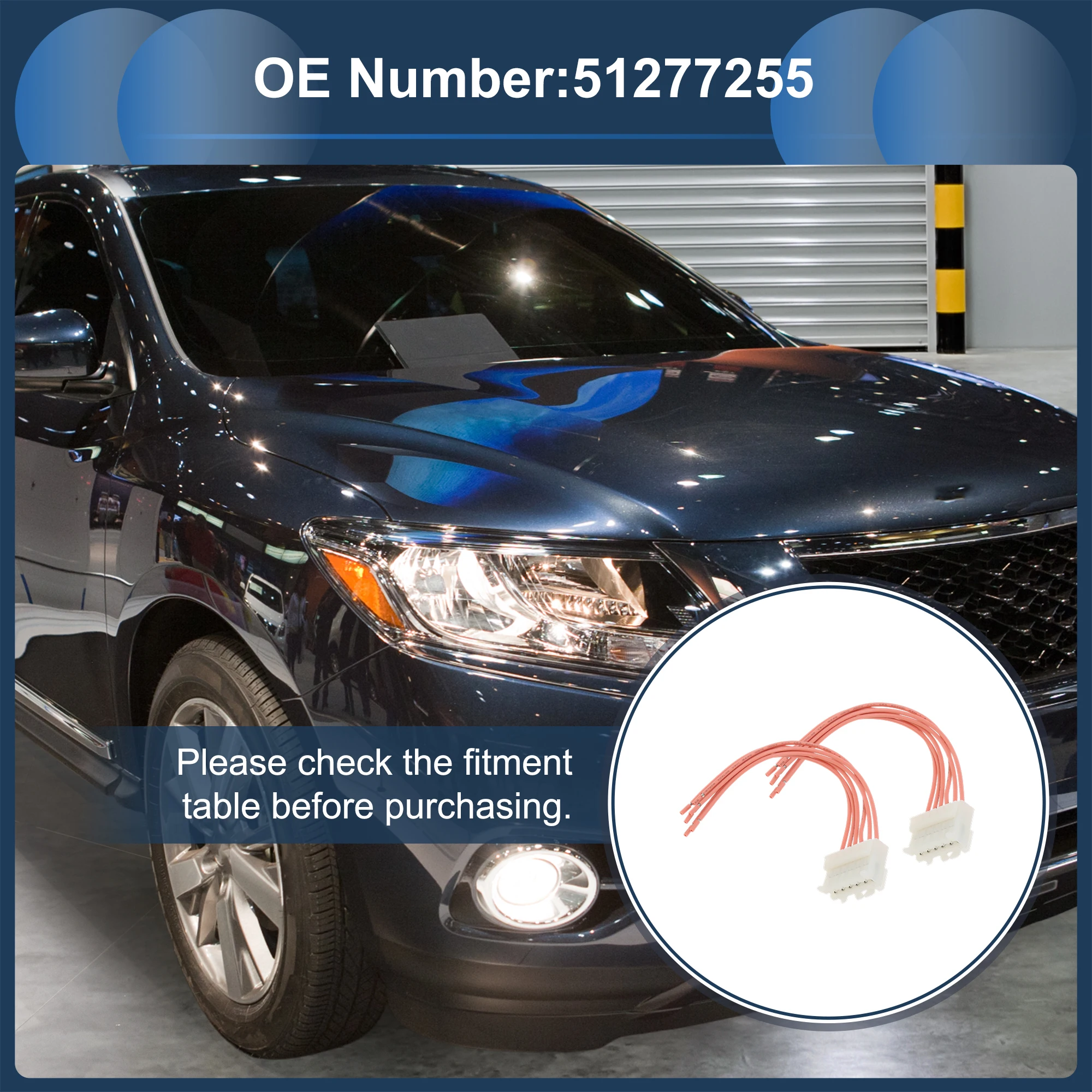 UXCELL No.51277255 Fiat BRAVA(182) 95-02용 헤드라이트 배선 하네스 어셈블리 미등 램프 와이어 하네스 15cm 2개