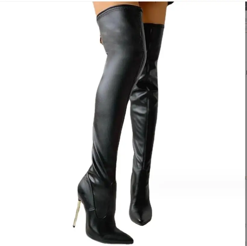 NewFashion Sexy slim high heels knee high boots women's Classic pointed toe Performance shoes Winter women's Over the knee boots