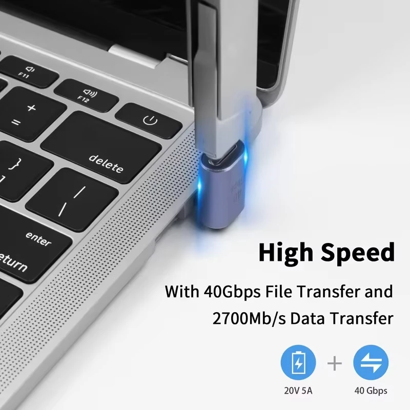 NNBILI USB4.0 40Gbps OTG USB C 90도 어댑터 Macbook 8K60HZ 용 유형 C 고속 충전 변환기 데이터 어댑터에 100W 5A USB C