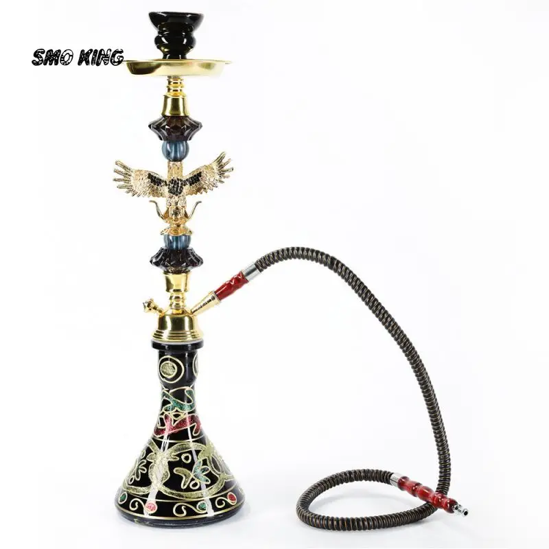 SMO Arab Eagle Hookah Shisha Set Glass Narguile Complete Kit with Single Hose Chicha Bowl Water Pipe for Smoking Accessories