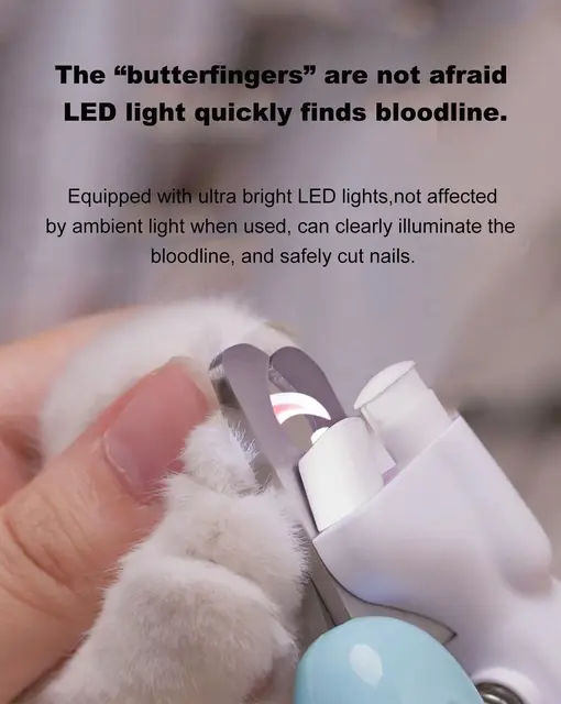 Cat Dog Pet Nail Clippers with Light, Llluminates Cat Dog Nails Or Bloodline, Safety Pet Nail Clipper for Dogs, Cats, Rabbits, S 2