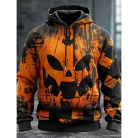 Halloween Men's Graphic Hoodie Pumpkin Prints Classic Casual 3D Pullover Holiday Fashion Hoodies Thin Style Long Sleeve Hooded 2