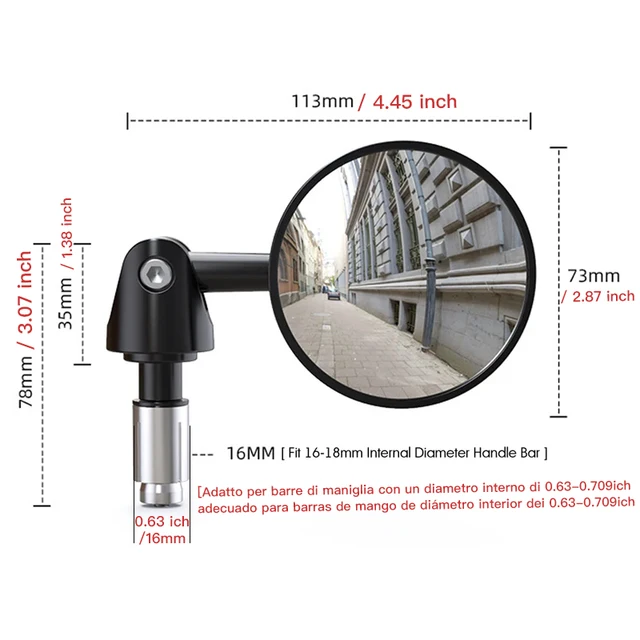 2pcs Motorcycle Rear View Mirrors Round 7/8" Handle Bar End Foldable Motorbike Side For Cafe Racer New Universal