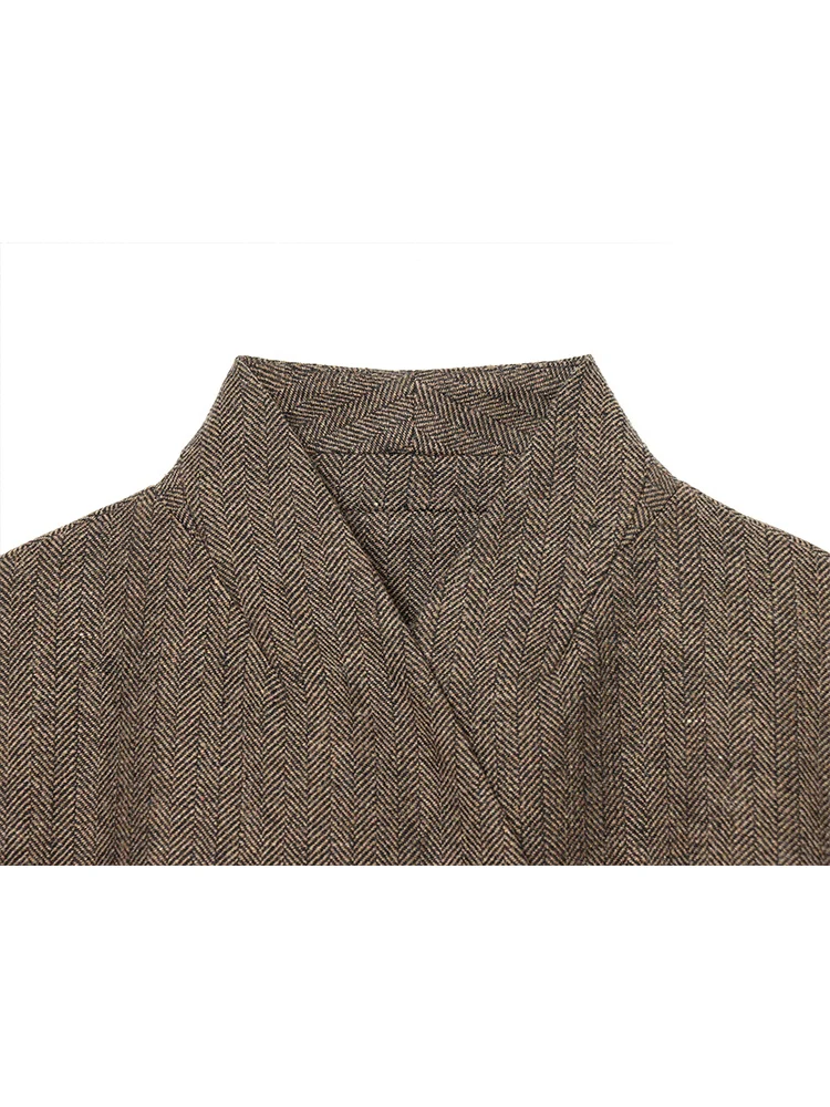 Women's Casual Blazer New Elegant Stand Collar Pockets Commuting Solid Color Premium Autumn Winter OL Fashion Suit Coats