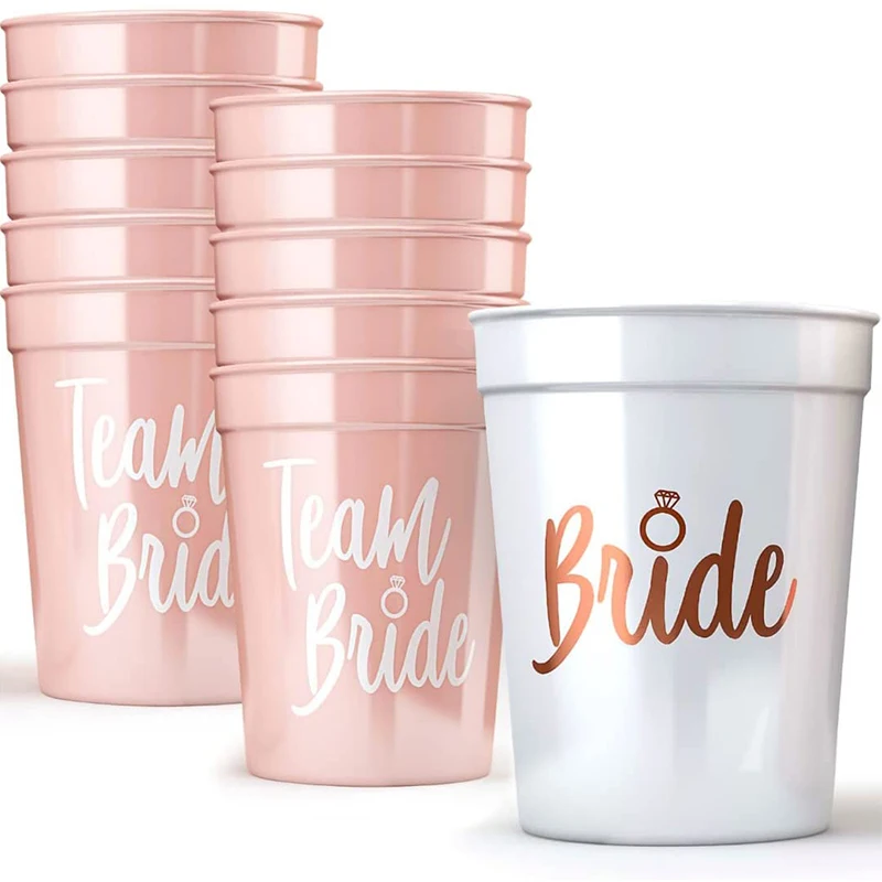 Bachelorette Party Team Bride Plastic Drinking Cups Bridal Shower Gift Bride to be Hen Party Supplies Wedding Decorations 1Set
