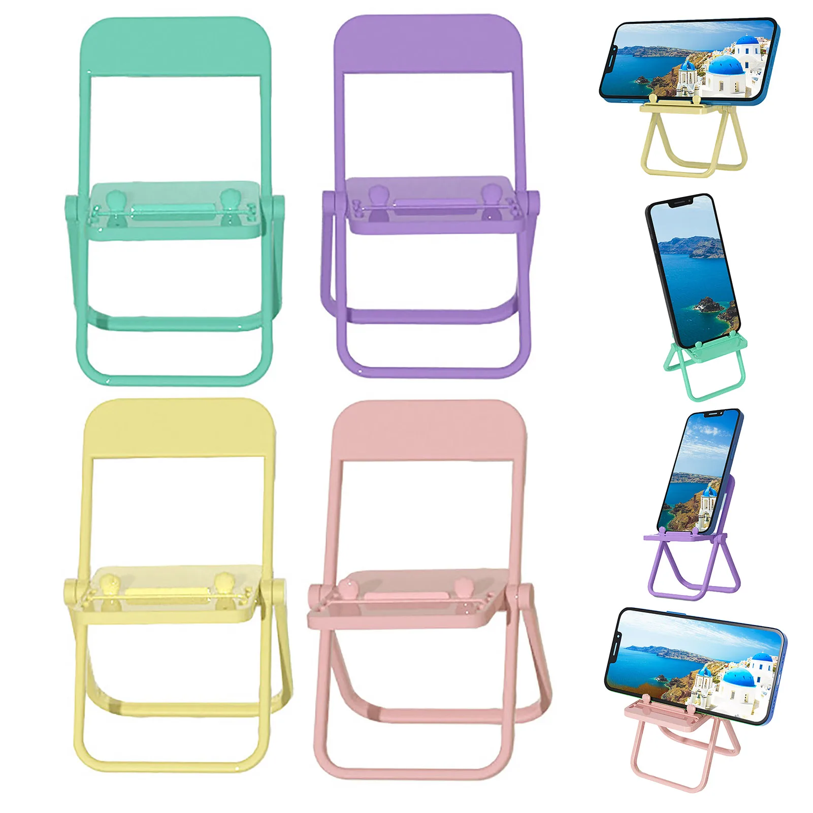 Chair Phone Holder Stand For Desk Mini Shape Cell Phone Stand With 3 Adjustable Gear Cellphone Holder Universal Cute Candy Color