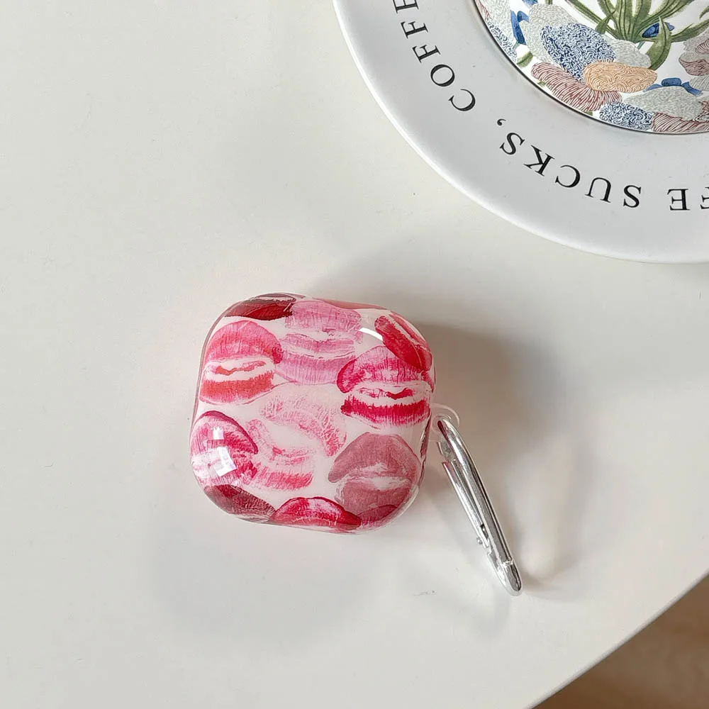 Fruit Cherry Lips Soft Cover Case with Hook for Wireless Bluetooth Earphones