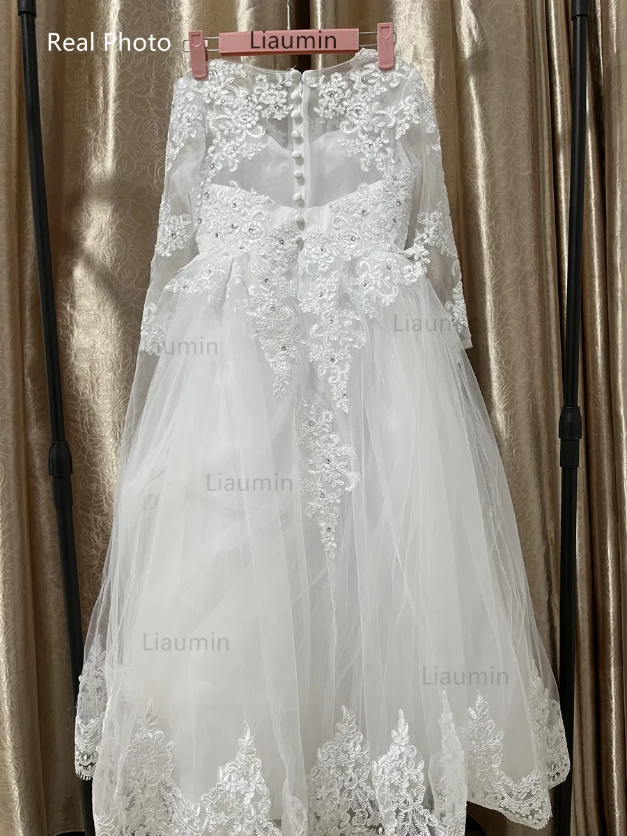 White Flower Girl Dresses for Weddings Tulle Princess Lace Half Sleeve Holy First Communion Gowns Party Pageant Clothes For Kids flower girl dresses,girls dresses