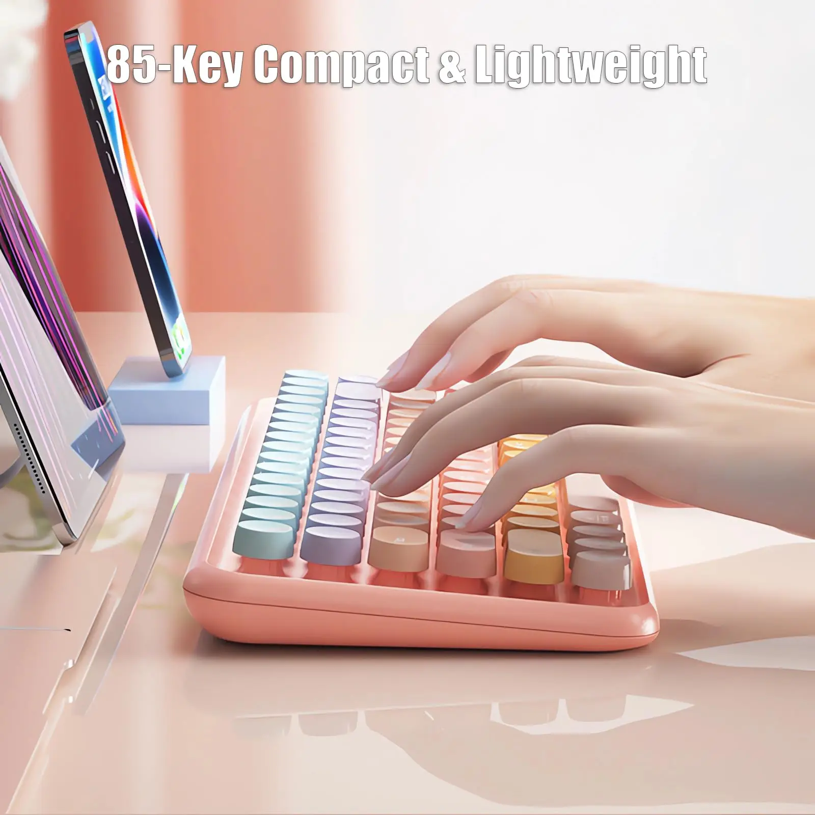 Retro wireless typewriter keyboard for computer desk setup