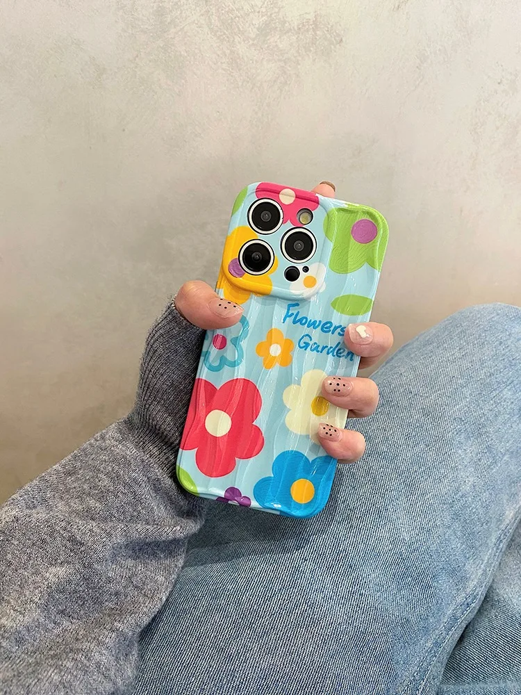 Stylish Flowers Wave Glossy Case For iPhone