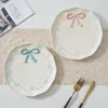 Nordic Ins Hand-painted Ceramic Bow Shape Plate Ornament Sliving Room Bedroom Dining Table Snack Fruit Salad Plate Birthday Gift 1