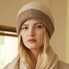 100% Pure Goat Cashmere Beanies for Women Winter Thick 2 Layer Wearable Soft Warm Twist Skullies Cap Girl Fashion Slouchy Hat 4