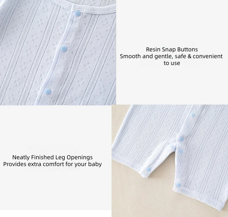 Baby Boys Girls Short Sleeve Jumpsuit Summer Solid Color Breathable Mesh Infant Onesie 0-12M Newborn Daily Comfort Romper 6
