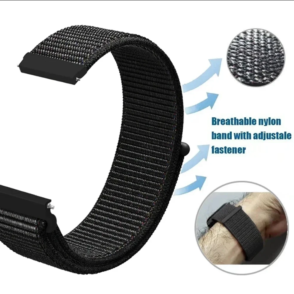 Versatile Nylon Loop Sports Strap - 20/22mm Braided Band Bracelet