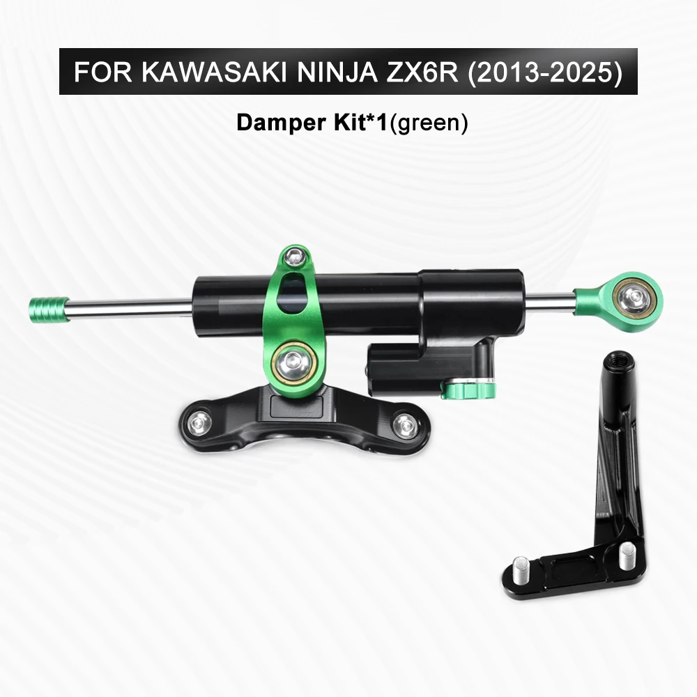 Steering Damper Kit For Kawasaki Ninja ZX6R 2013-2025 - Carbon Fiber Stabilizer Bracket