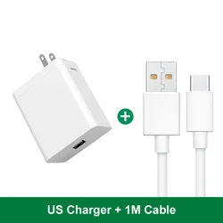 33W SuperVOOC Fast Charging USB Charger with USB Type - C Cable - US Charger 1M Cable