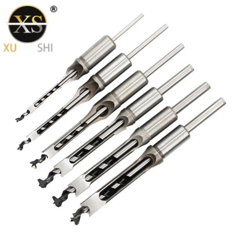 6.4~12.7mm HSS Twist Drill Bits Woodworking Drill Tools Kit Set Square Auger Mortising Chisel Drill Set Square Hole Extended Saw