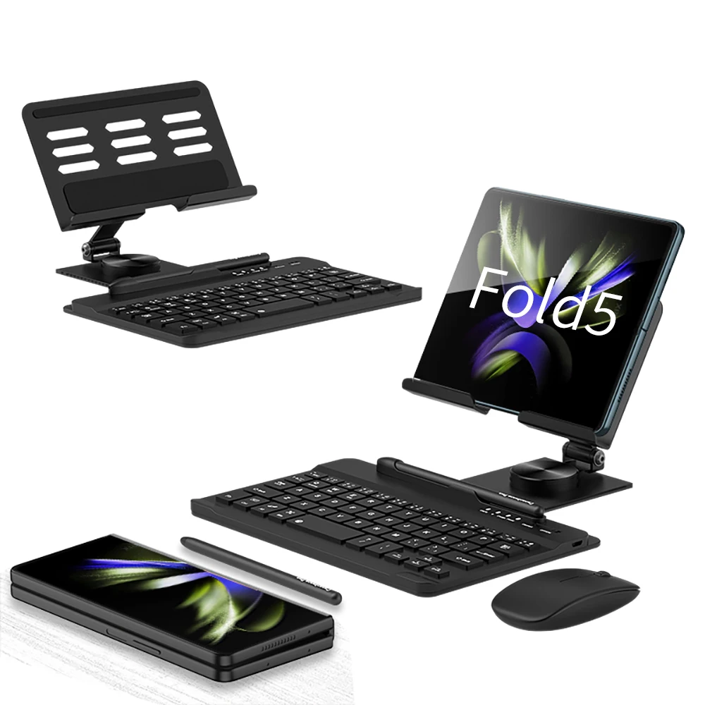 clavier-sans-fil-portable-avec-support-pour-samsung-galaxy-z-possede-5-claviers-et-souris-etui-pliant-rotatif-a-360-°-avec-stylo